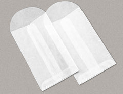 100 Glassine Top Opening Envelopes 3-1/8 x 5-1/2 Inches, with Round Flap