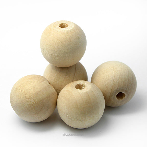 25 Natural Wood Round Beads 25MM (1 Inch)