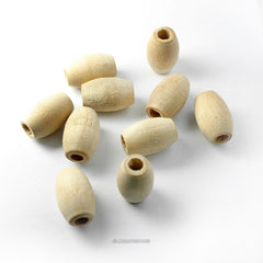 Natural Wood Oval Beads 1/2 x 3/4 Inch, Set of 100