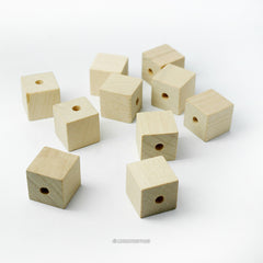 Natural Wood Square Cube Beads 1/2 Inch