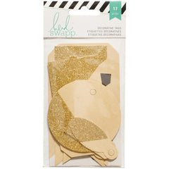 Heidi Swapp: Decorative Kraft Tags Dipped in Gold, Black, & Dove Gray; 17 Pieces