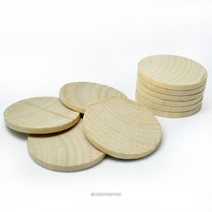 Natural Wood Thick Circle Cutouts 1 1/2 Inch Wide 1/8 Inch Thick