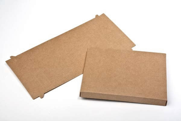 5 Flat Kraft Paper Box Bases + Clear Sleeves; 4 1/2 x 1 x 6 Inch Boxes for A2 Greeting Cards