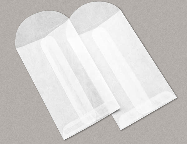 100 Glassine Top Opening Envelopes 2 1/2 x 4 1/4 Inches ("No.3" Size), with Round Flap