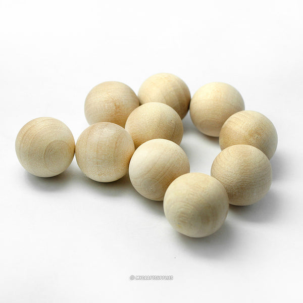 Natural Round Wood Balls 3/4 Inch