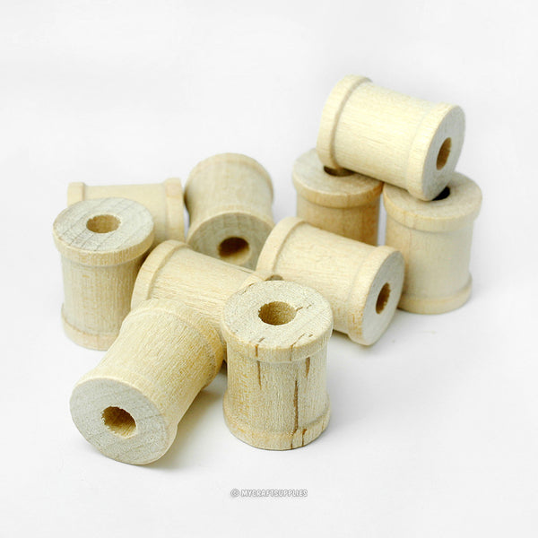 100 Small Natural Wood Spools - 5/8 Inch Wide and 3/4 Inch Tall