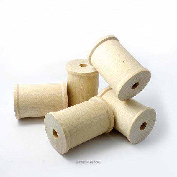 Larger Natural Wood Spools 2 1/8 Inch by 1 1/2 Inch