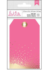 Pink and Gold Decorative Cardstock Tags for Scrapbooks, Gifts, Crafts, Etc - Set of 10, 2 3/4 x 4 1/2