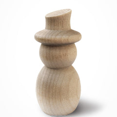 5 Natural Wood 3D Snowmen with Slant Top Hats, to Embellish for Holiday Crafts (2 7/8 Inch)